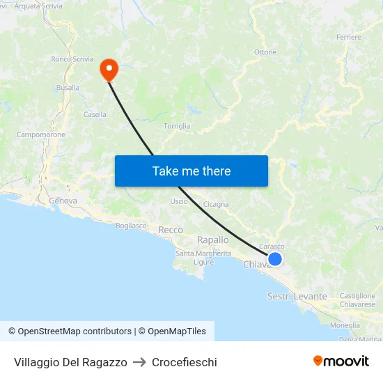 Villaggio Del Ragazzo to Crocefieschi map