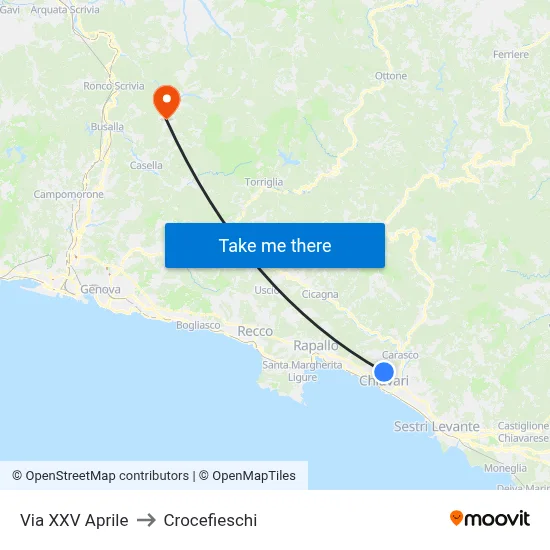 Via XXV Aprile to Crocefieschi map