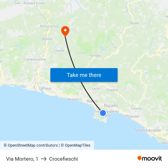 Mortero Street, 1 to Crocefieschi map
