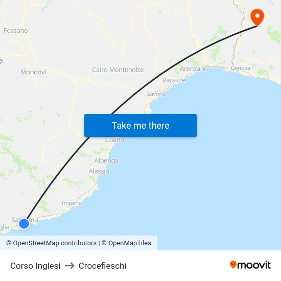 Corso Inglesi to Crocefieschi map