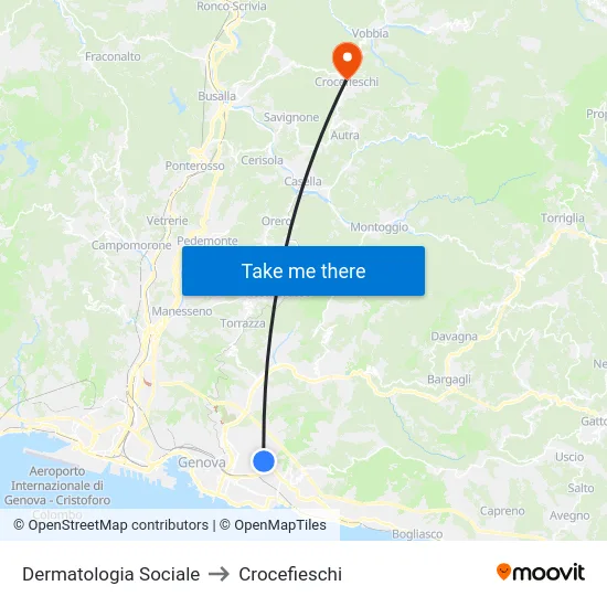 Dermatologia Sociale to Crocefieschi map