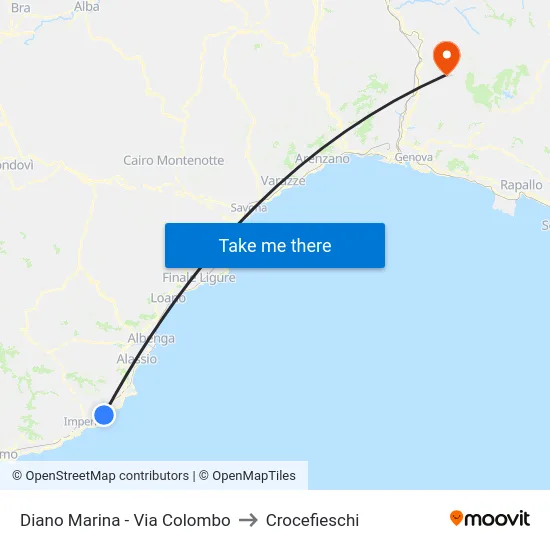 Diano Marina - Via Colombo to Crocefieschi map
