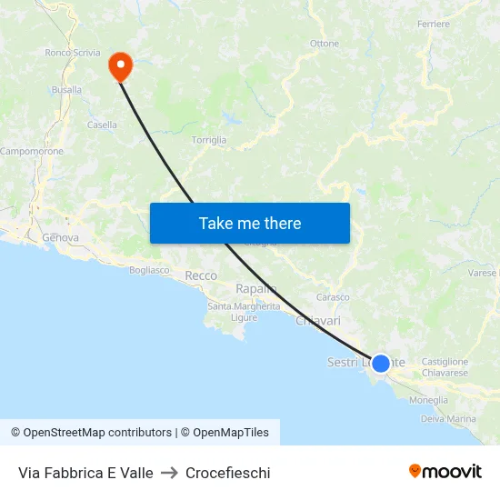Via Fabbrica E Valle to Crocefieschi map