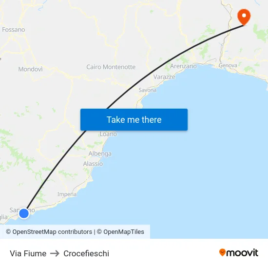 Via Fiume to Crocefieschi map