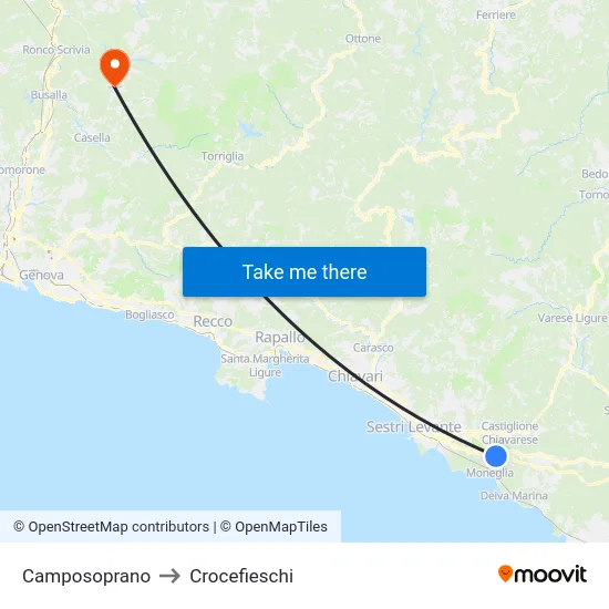 Camposoprano to Crocefieschi map