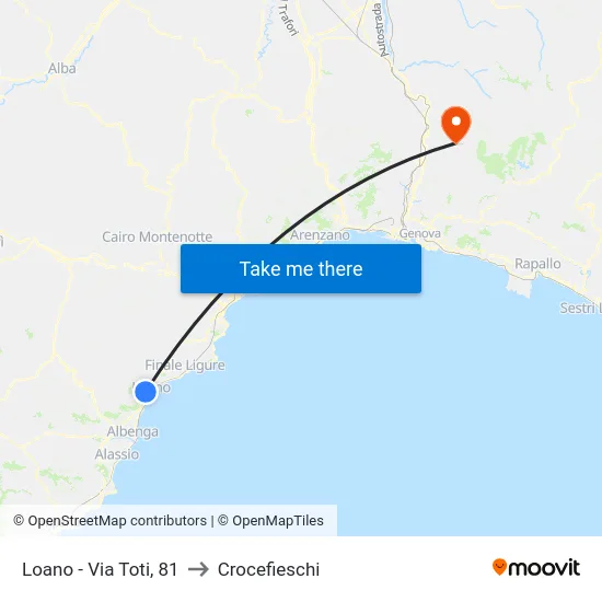 Loano - Via Toti, 81 to Crocefieschi map