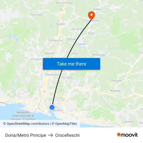 Doria/Metrò Principe to Crocefieschi map