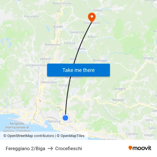 Fereggiano 2/Biga to Crocefieschi map