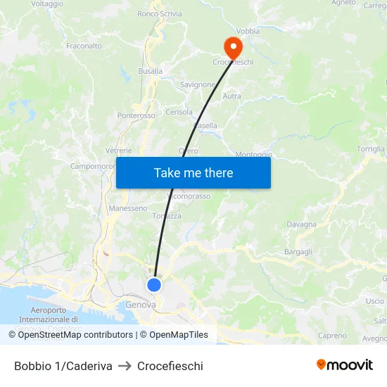 Bobbio 1/Caderiva to Crocefieschi map