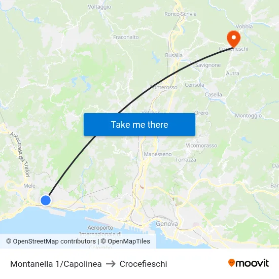 Montanella 1/Capolinea to Crocefieschi map