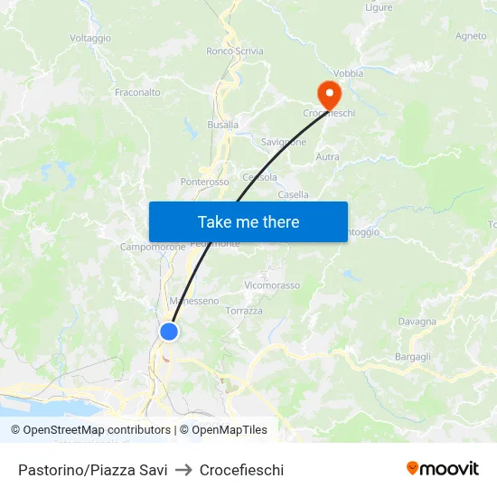 Pastorino/Piazza Savi to Crocefieschi map