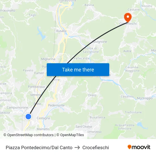 Piazza Pontedecimo/Dal Canto to Crocefieschi map