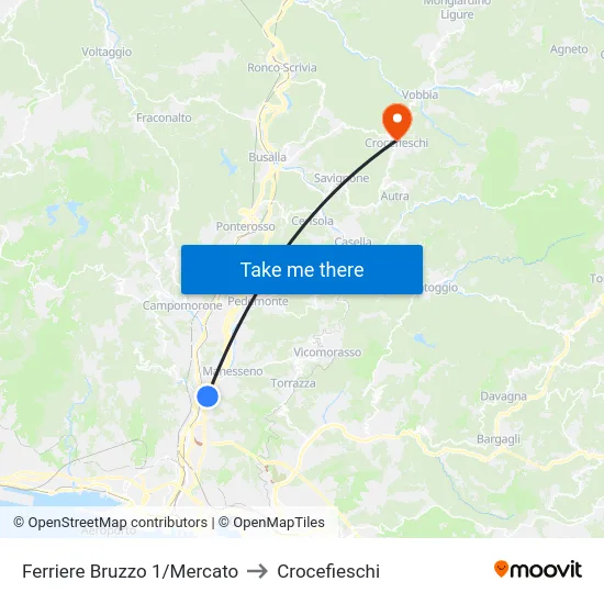 Ferriere Bruzzo 1/Mercato to Crocefieschi map