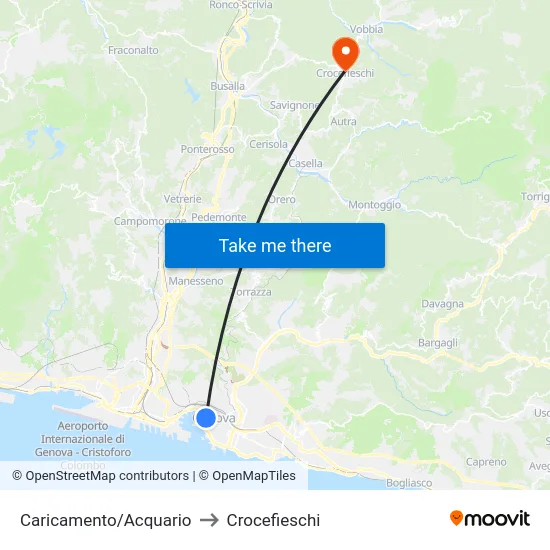 Caricamento/Acquario to Crocefieschi map