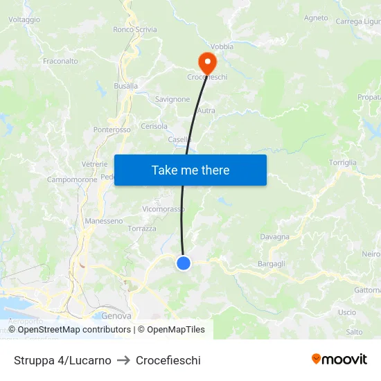 Struppa 4/Lucarno to Crocefieschi map