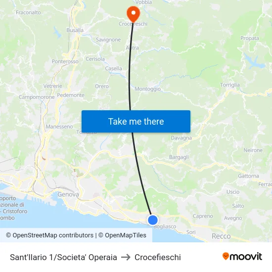 Sant'Ilario 1/Societa' Operaia to Crocefieschi map