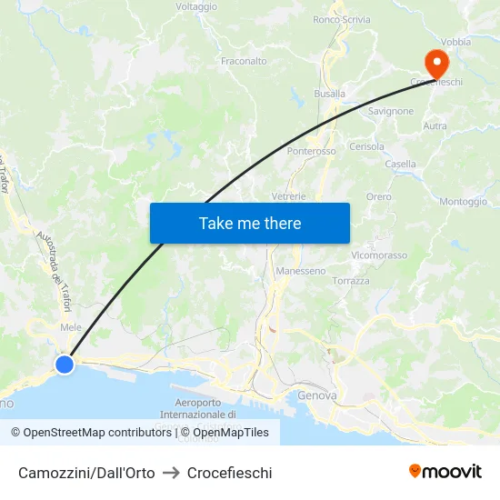 Camozzini/Dall'Orto to Crocefieschi map