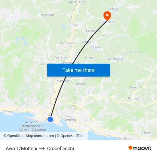 Avio 1/Molteni to Crocefieschi map