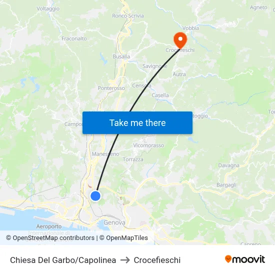 Garbo Church/Terminal to Crocefieschi map