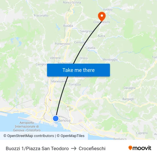 Buozzi 1/Piazza San Teodoro to Crocefieschi map