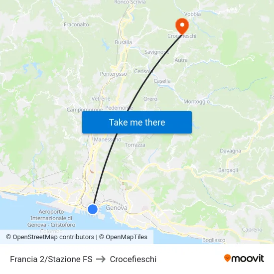 Francia 2/Stazione FS to Crocefieschi map