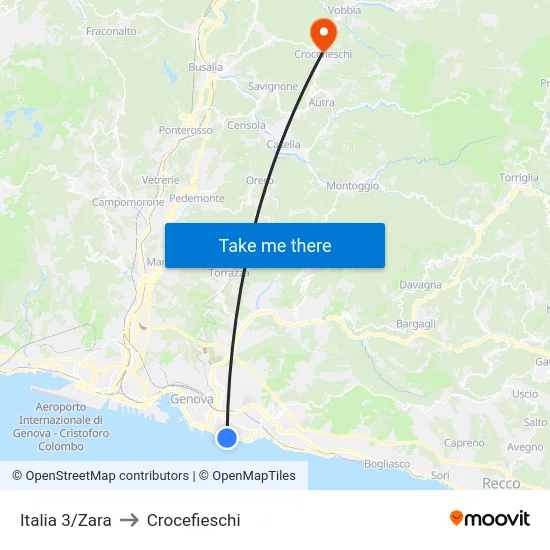 Italia 3/Zara to Crocefieschi map