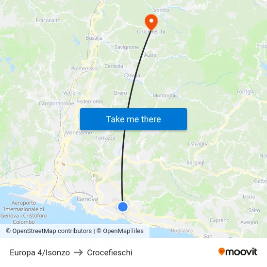 Europa 4/Isonzo to Crocefieschi map