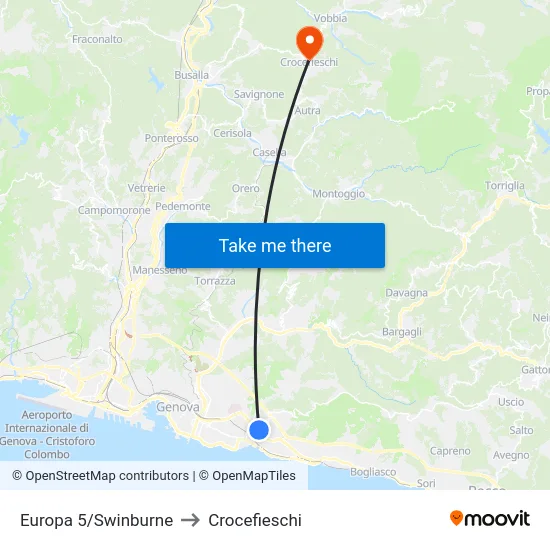 Europa 5/Swinburne to Crocefieschi map