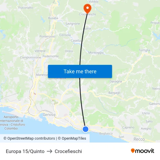 Europa 15/Quinto to Crocefieschi map