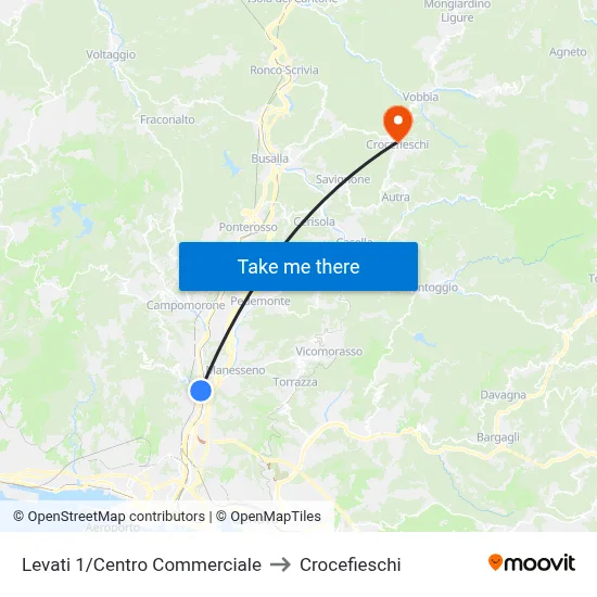 Levati 1/Centro Commerciale to Crocefieschi map