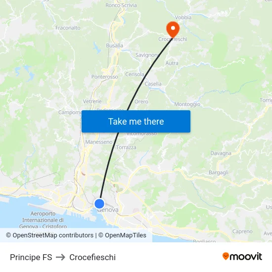 Principe FS to Crocefieschi map