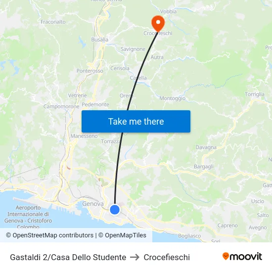 Gastaldi 2/Casa Dello Studente to Crocefieschi map