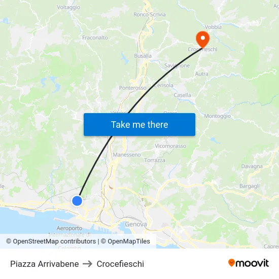 Piazza Arrivabene to Crocefieschi map