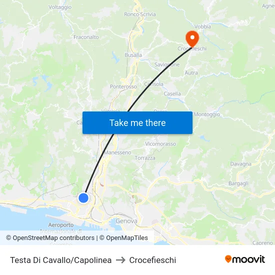 Testa Di Cavallo/Capolinea to Crocefieschi map