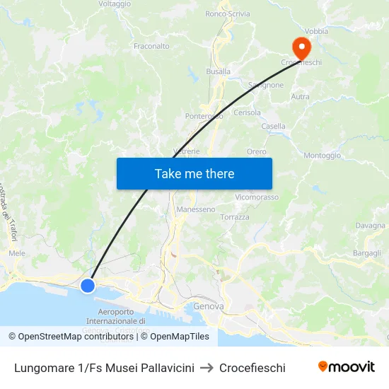 Lungomare 1/Fs Musei Pallavicini to Crocefieschi map