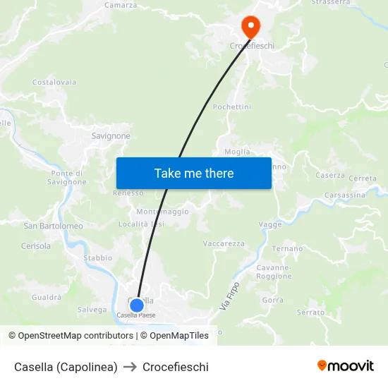 Casella (Capolinea) to Crocefieschi map