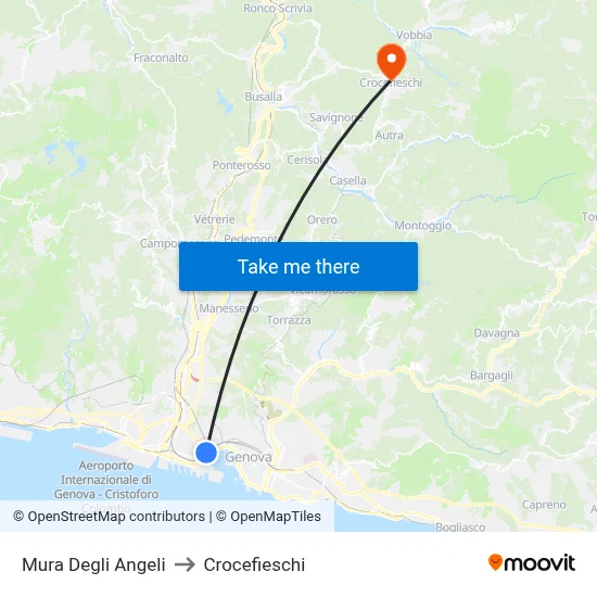 Mura degli Angeli to Crocefieschi map