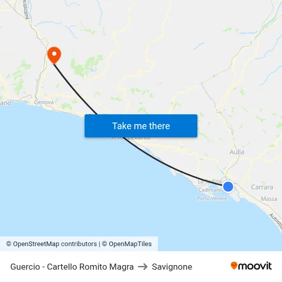 Guercio - Cartello Romito Magra to Savignone map