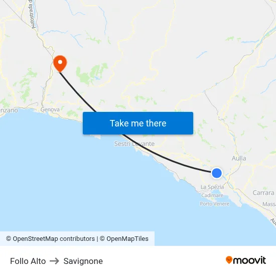 Upper Follo to Savignone map