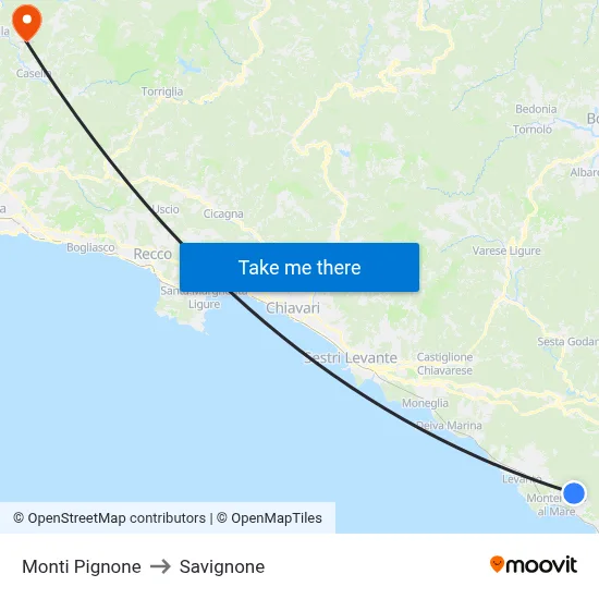 Monti Pignone to Savignone map