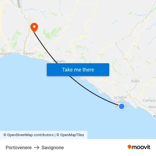 Portovenere to Savignone map