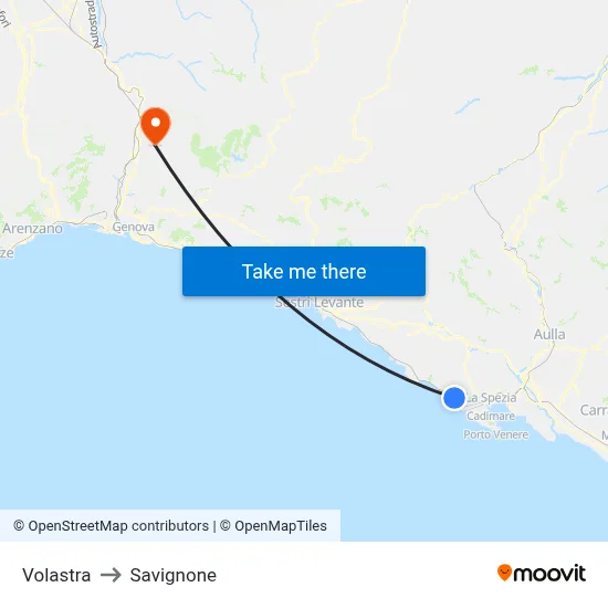 Volastra to Savignone map