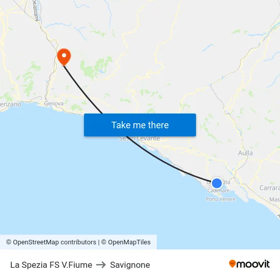 La Spezia FS V.Fiume to Savignone map