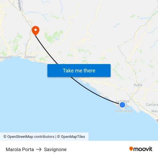 Marola Porta to Savignone map