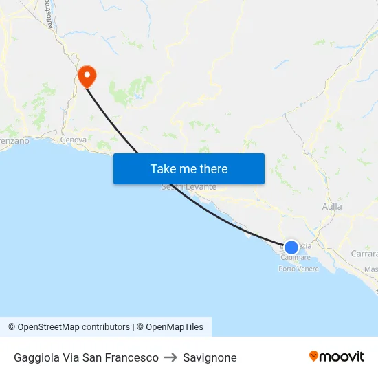 Gaggiola Via San Francesco to Savignone map