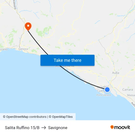 Salita Ruffino 15/B to Savignone map