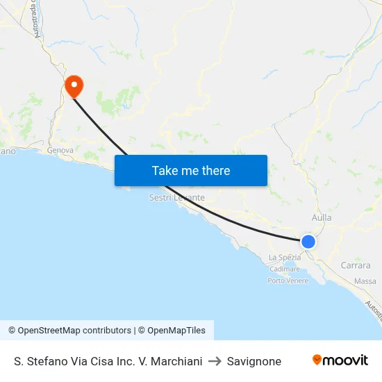S. Stefano Via Cisa Inc. V. Marchiani to Savignone map