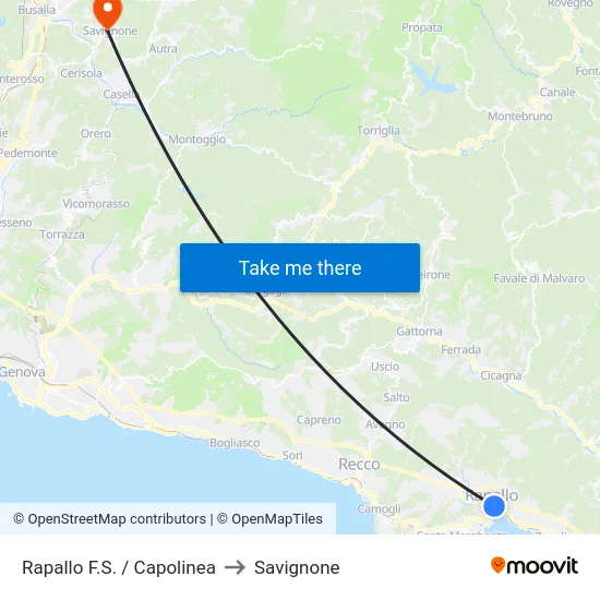 Rapallo F.S. / Capolinea to Savignone map