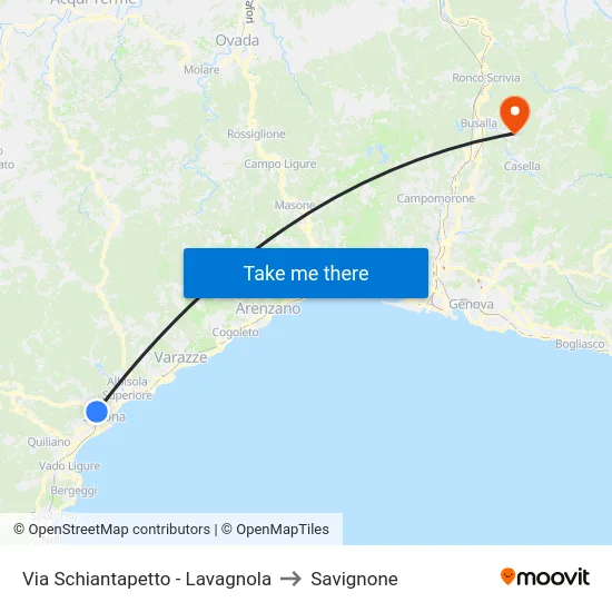 Via Schiantapetto - Lavagnola to Savignone map