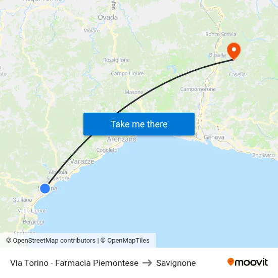 Via Torino - Farmacia Piemontese to Savignone map